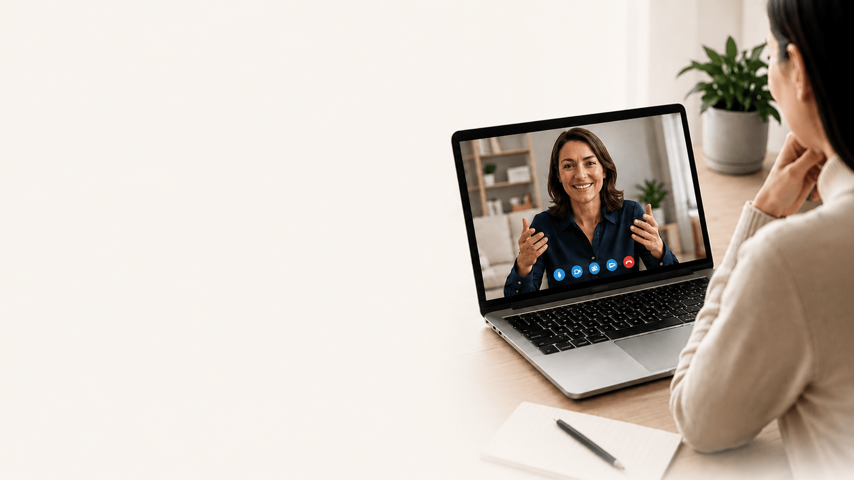 Coachee in a 1 to 1 video coaching session with a coach